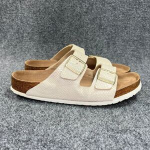 Birkenstock‎ Arizona Sandals Women's Size 11 Cream Snake Print Buckle Slides